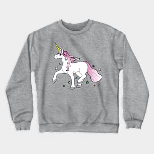 Cartoon Unicorn Trotting through the Stars Crewneck Sweatshirt